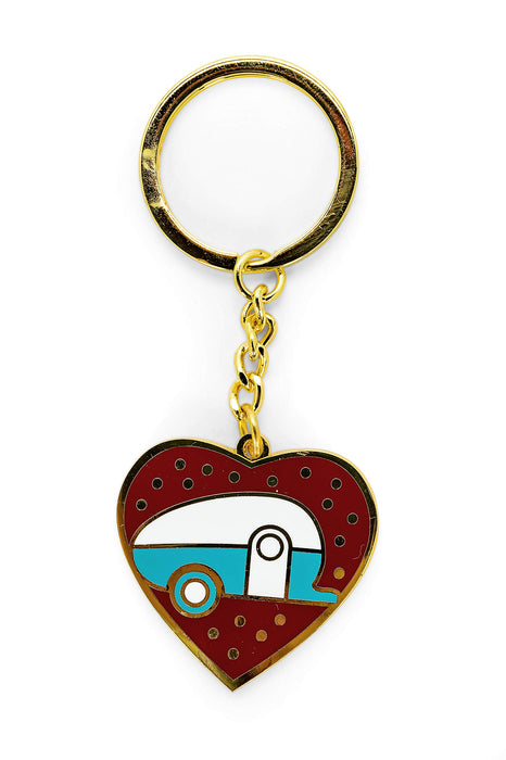 Camco 53287 Enamel Keychain, RV Themed, Teardrop Red Heart