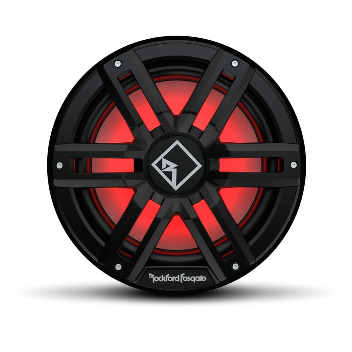 Rockford Fosgate M2D4-12IB Marine Subwoofer, DVC 2Ω Color Optix Infinite Baffle, 12" w/ Black/Stainless Grills