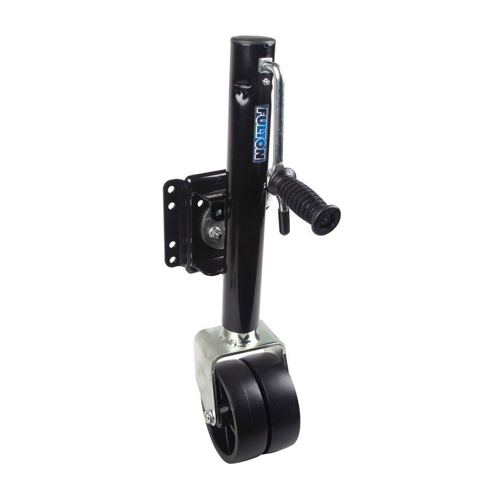 Fulton XPD15L0126 1, 500 lb Max Load Heavy Duty Dual Wheel Bolt On Swivel Jack, Glossy Black