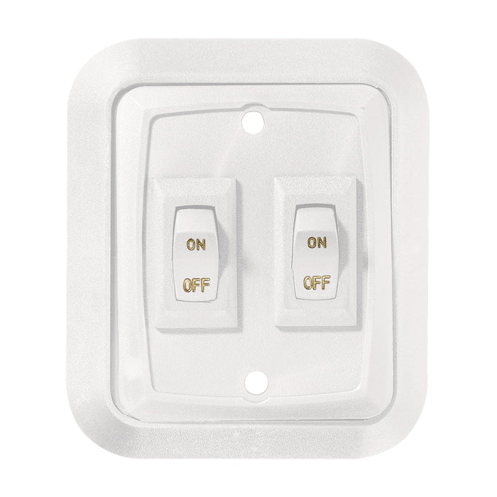 RV Designer S657 DC Dual Wall Switch in Plate, White