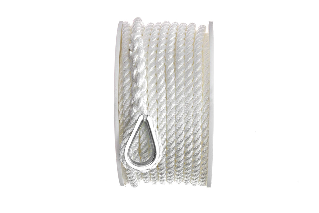 Seachoice 40711 3-Strand Twisted Nylon Anchor Line White, 3/8" x 100'