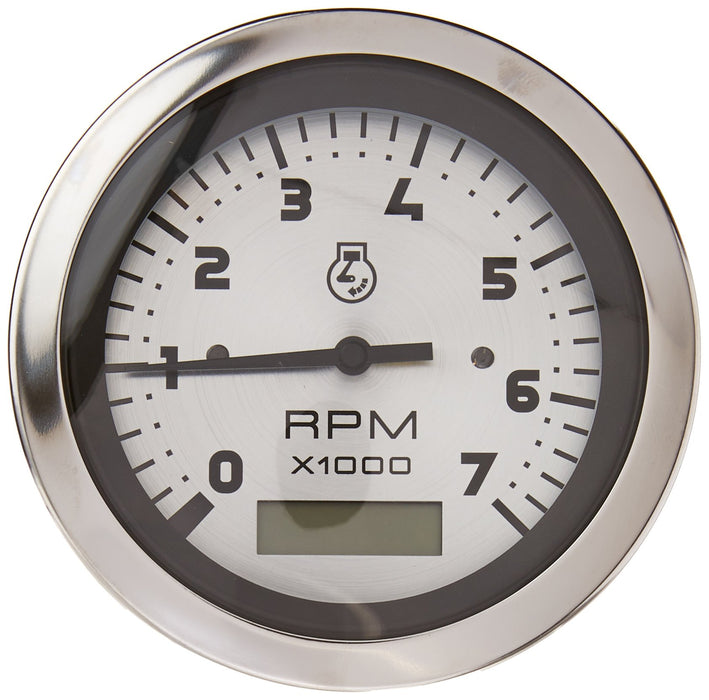 Sierra 63474P Sterling Series 3" Electric Tachometer & Hourmeter, 0-7,000 RPM Dial Range, SS, Outboard & 4 Stroke Gas, Alt/Coil Sender