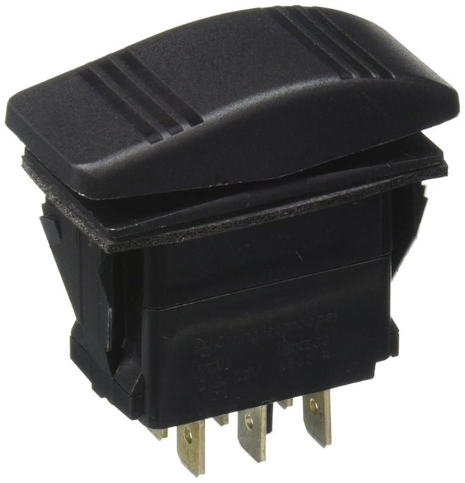 Sierra RK19850TP Black & Gray Rocker Switch, DPDT, Contura III Non-Illuminated, Mom On/Off/Mom On, 6 Blade