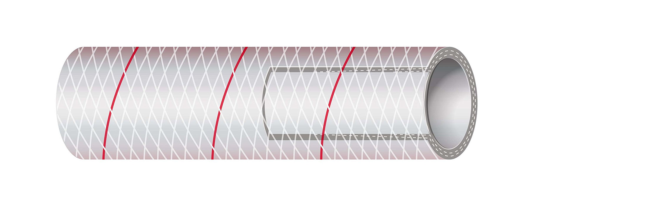 Shield 16-162-0386 Shields Marine Hose Clear Reinforced Series 162 PVC Tubing w/, Red Tracer