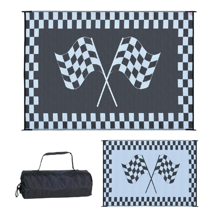 Ming's Mark RF-6091 Reversible Black & White Racing Flag Mat