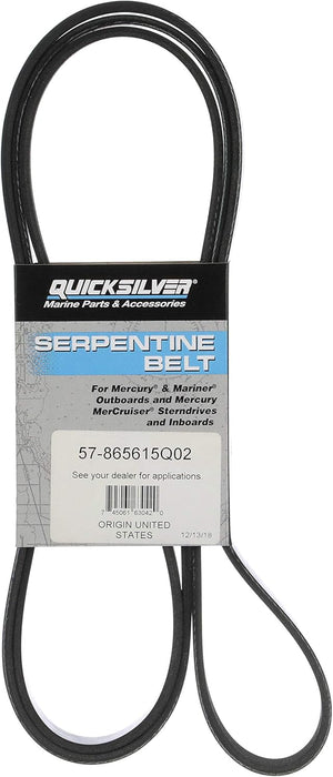 Quicksilver 865615Q02 Serpentine Belt, 2,285mm Long for Select MerCruiser 8.1S Engines and MerCruiser 496 Magnum Engines
