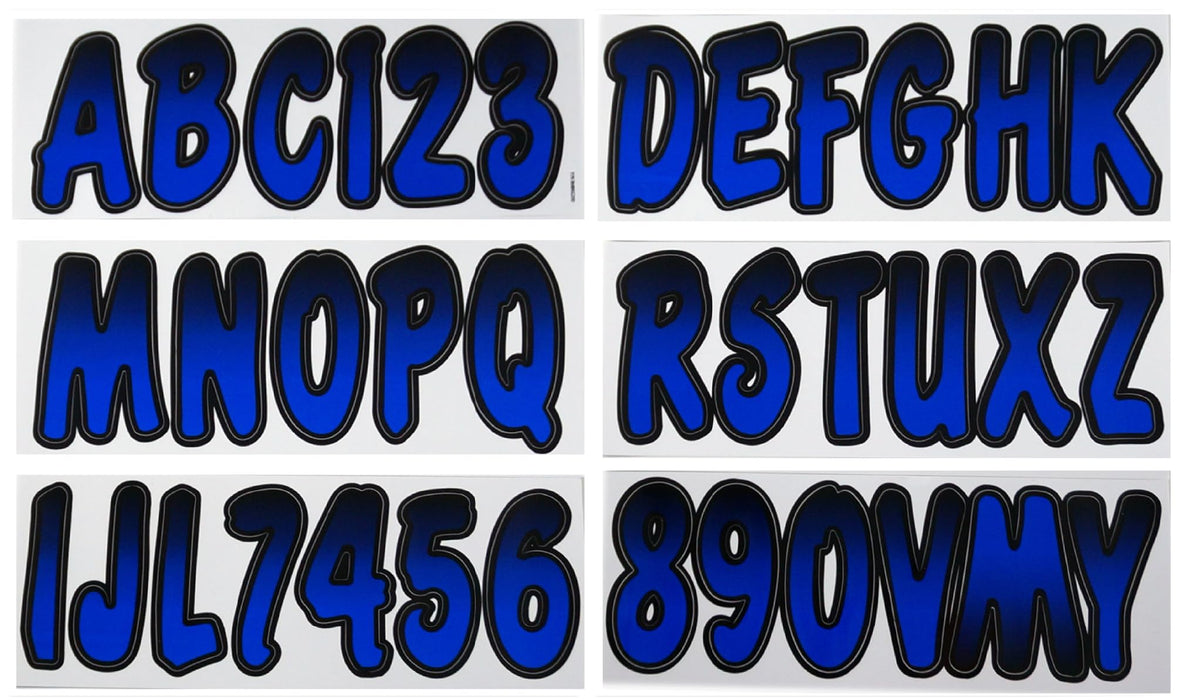 Hardline BMBKG200 Series 200 Registration Kit, Cursive, Blue/Black Gradation, 4 Sets of 3" A-Z, 0-9