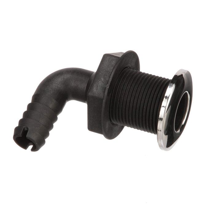 Seachoice 50-18541 90-Degree Thru-Hull Connector, Fits 3/4 In. ID Hose, 1-3/8 In. Max Hull, White