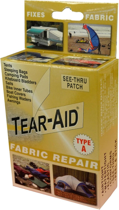 Tear-Aid 616-DBOXA100 Repair Kit, Type A - Multi-Surface Patching for Canvas, Rubber, Neoprene, Nylon & More