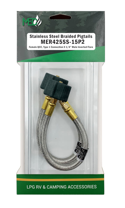 Marshall Excelsior MER425SS-15P2 Standard QCC, SS Braided Hose, 15" 2/pack