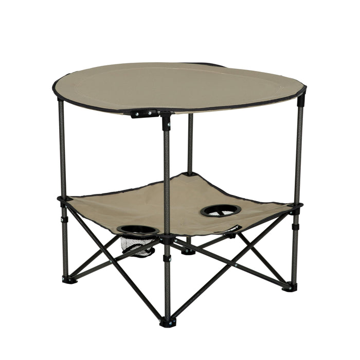 Lippert 2023053721 Two-Tier Folding Camping Table Sand, 4.3" x 14.6" x 27.4" Folded, 80 lbs.