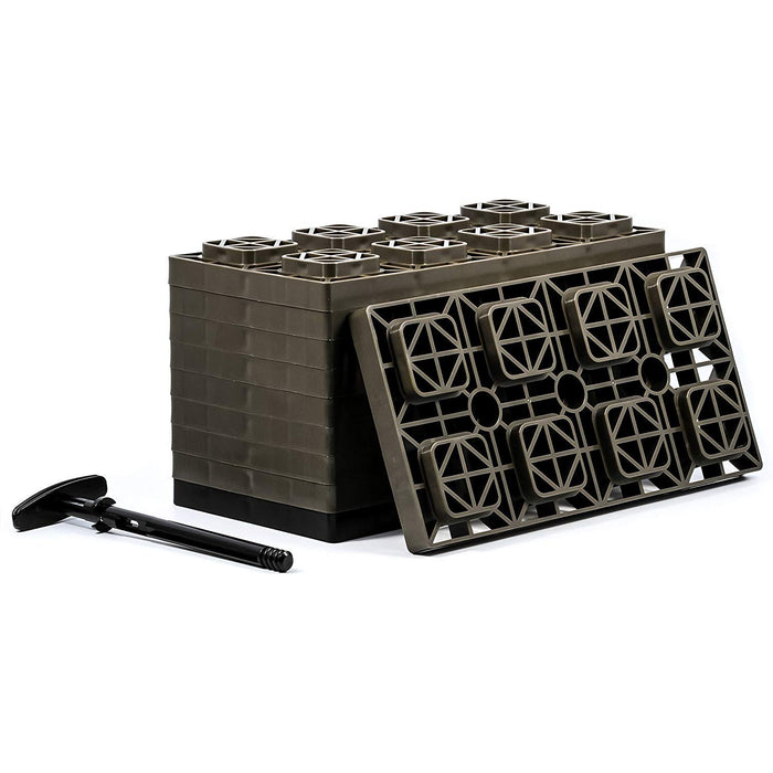 Camco 44525 FasTen 4 x 2 Leveling Blocks, Brown, 10/pk