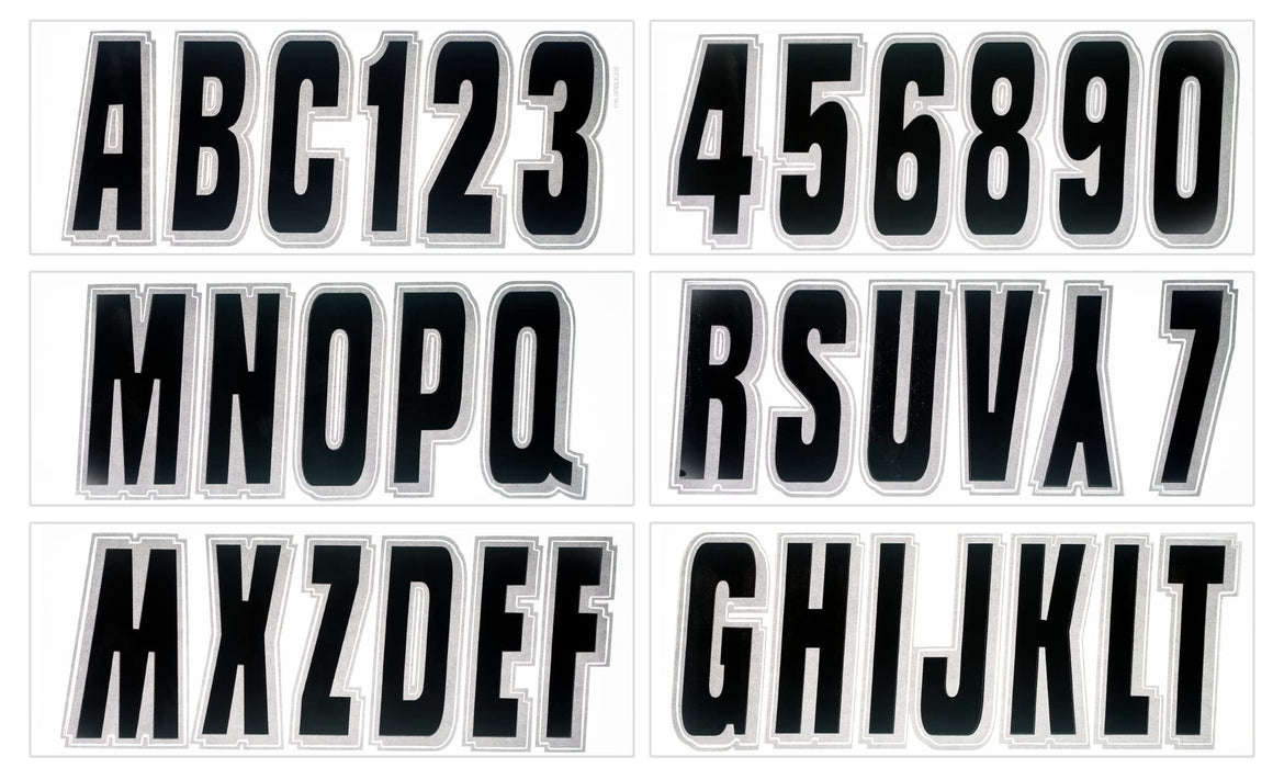 Hardline BLKSI320 Series 320 Registration Kit, Black/Silver, Solid Block Font w/ Drop Shadow, 4 Sets of 3" A-Z, 0-9
