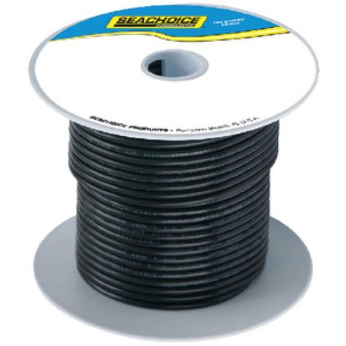 Seachoice 50-63043 Tinned Copper Marine Wire, 6 AWG, Black, 100'