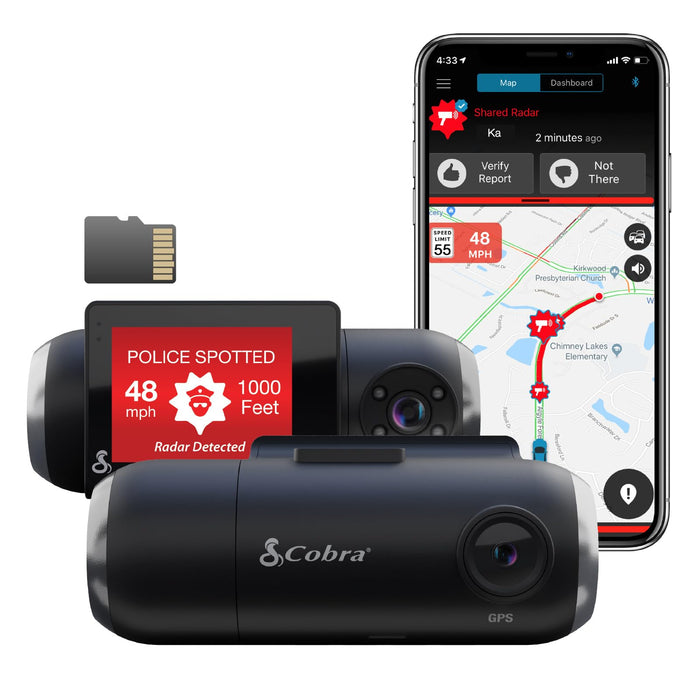 Cobra Electronics SC201 SC 201 Dual-View Smart Dash Cam With Navigation