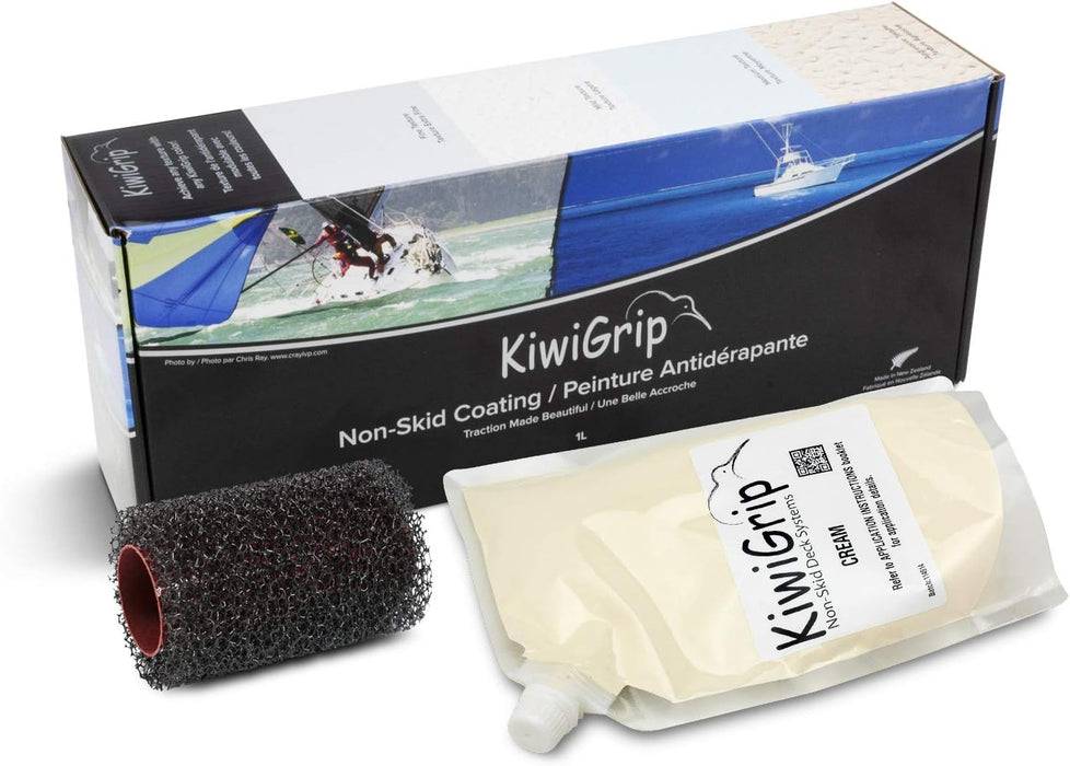 KiwiGrip Non-Skid Deck Coating with Roller, Durable, Non-Toxic, High-Traction Finish