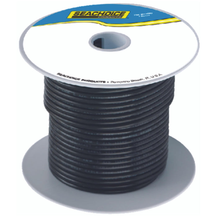 Seachoice 50-63051 Tinned Copper Marine Wire, 8 AWG, Black, 100'