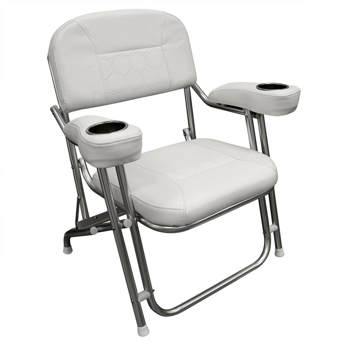 Wise Seats 3367-784 Wise Deluxe Offshore Folding Deck Chair, Brite White