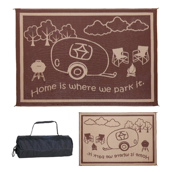 Ming's Mark RH8117 Reversible Mat, Brown/Beige, RV Home, 8' x 11'