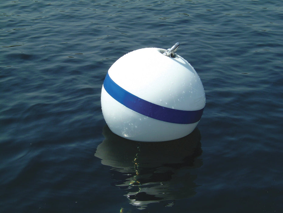 Taylor Made Products 46370 Taylor Sur-Moor T3C Mooring Buoy White w/ Blue, Reflective Striping