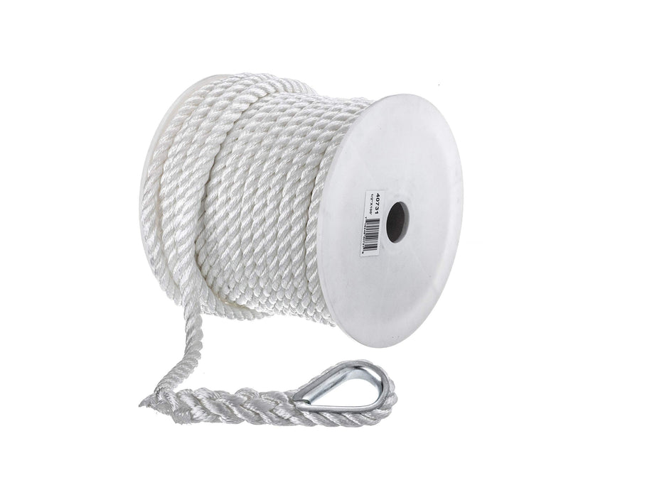 Seachoice 40731 3-Strand Twisted Nylon Anchor Line White, 1/2" x 100'