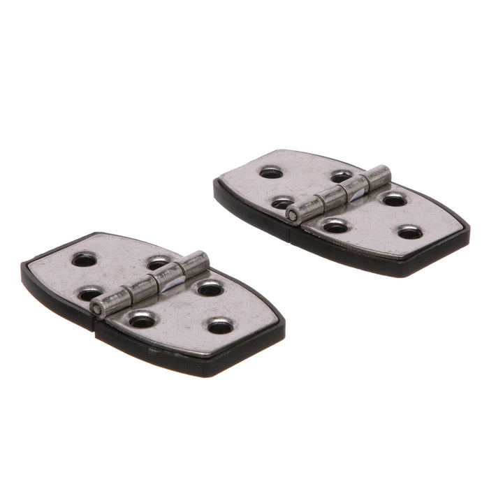 Seachoice 34151 (2) 2-7/8" x 1-1/2" Polished SS Utility Hinges w/ Black Nylon, Base Plate