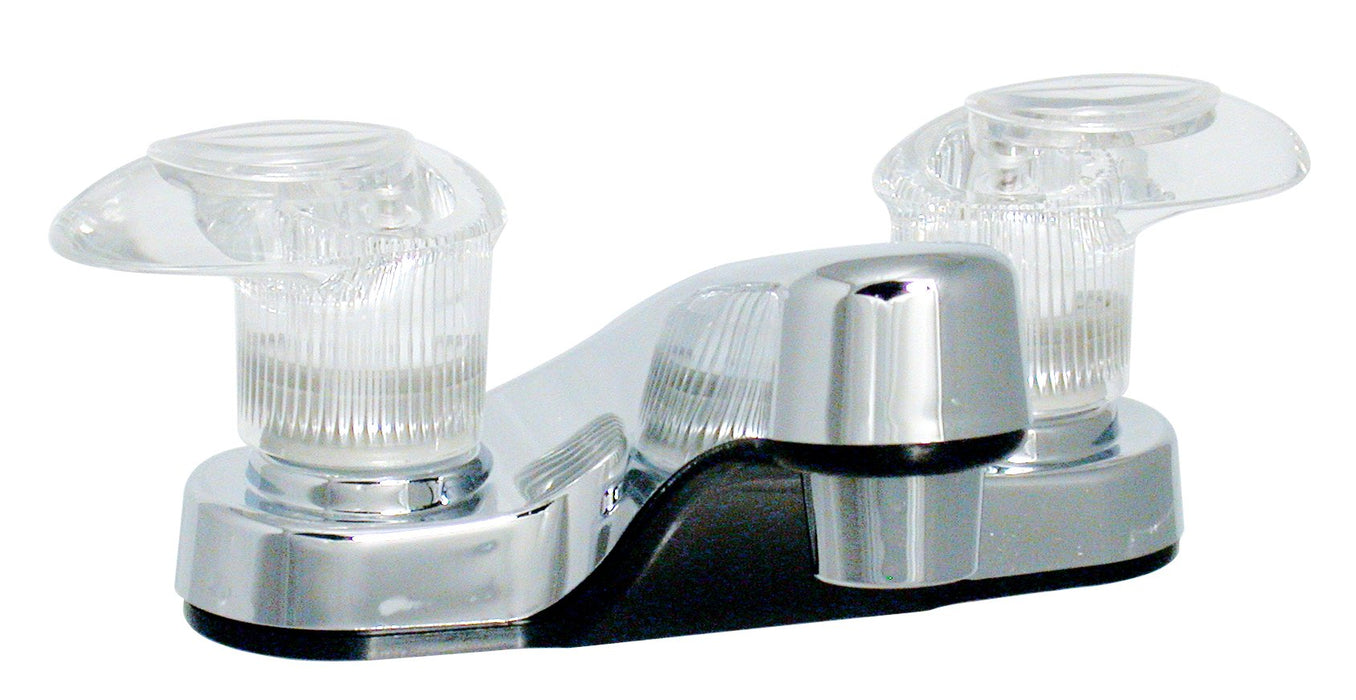 Valterra PF222301 Catalina Chrome Finish RV Lavatory Bathroom Faucet w/ Two, Clear Acrylic Lever Handles