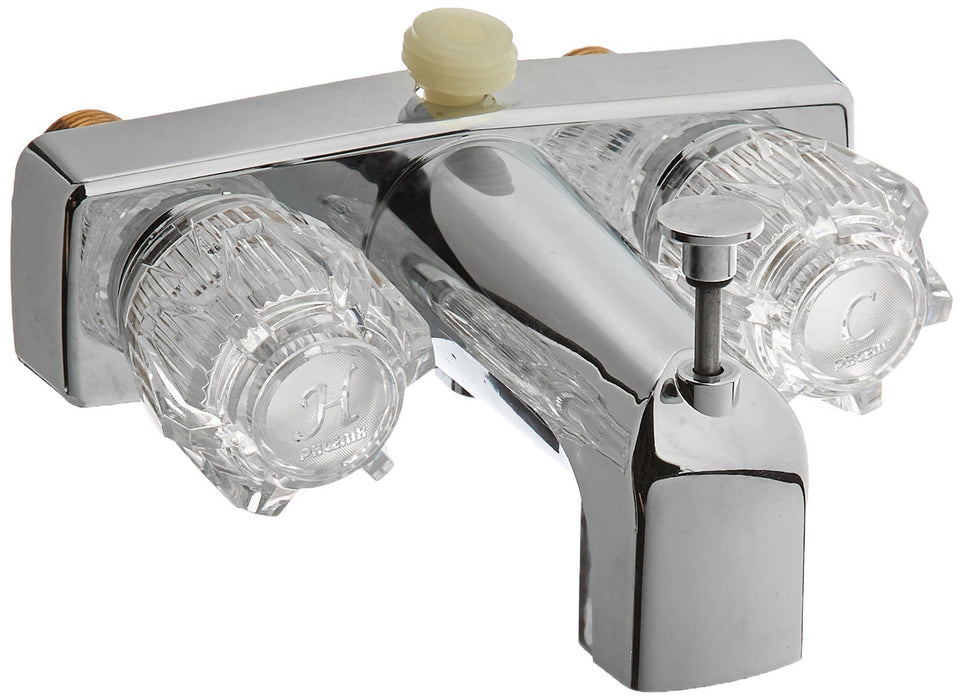 Valterra PF213332 RV Diverter Faucet, Phoenix DuraPro Chrome Finish Two Handle, Clear Acrylic Knobs