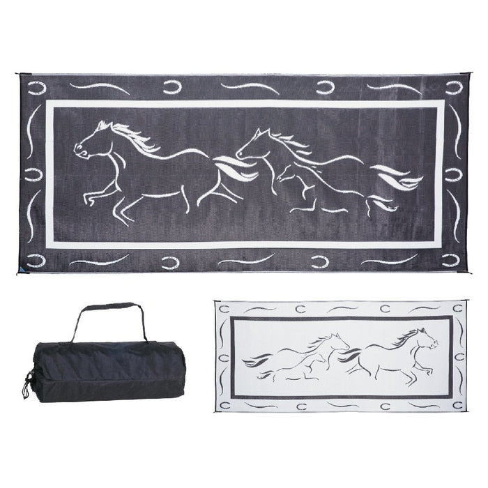 Ming's Mark GH8181 Reversible Mat, Black/White, Galloping Horses, 8' x 18'