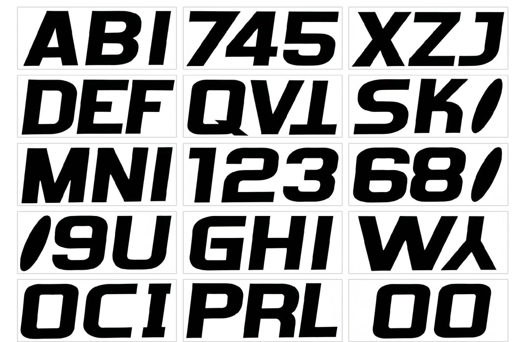 Hardline BLK700EC Series 700EC Registration Kit, Black, European Font, Solid Fill/Black Outline, 4 Sets of 3" A-Z, 0-9