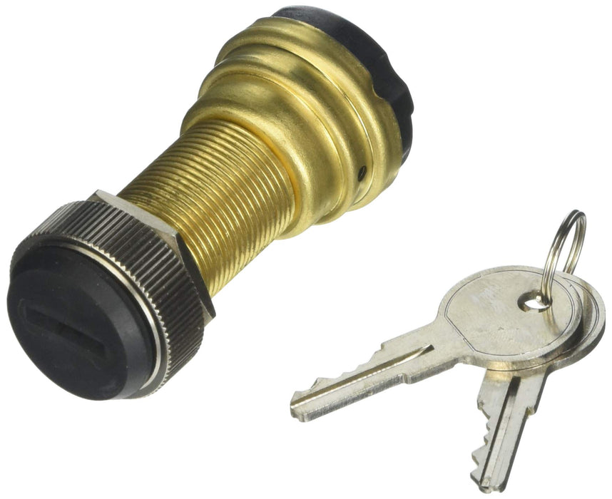 Sierra MP39820-1 Conventional 2 Position 1 1/8" Brass 2 Screw Terminal 12V 15, Amp Ignition Starter Switch