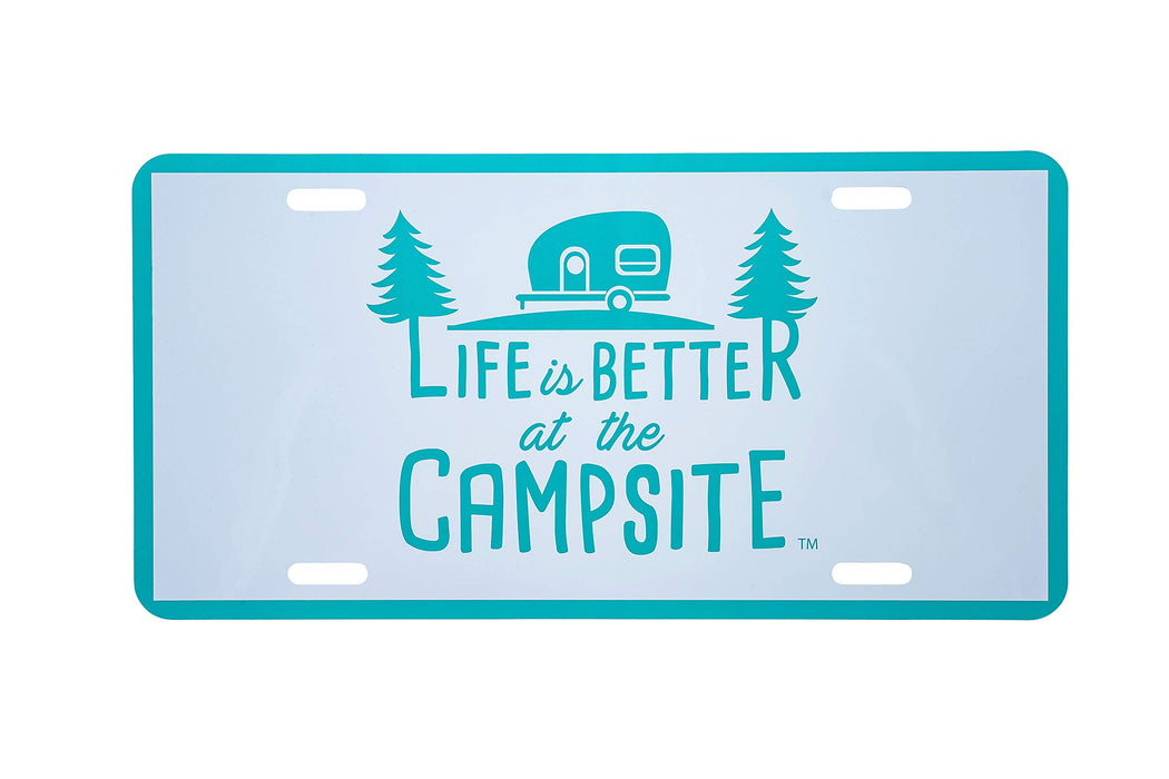 Camco 53251 Decorative Rv Themed License Plate, Teal/White, Camper