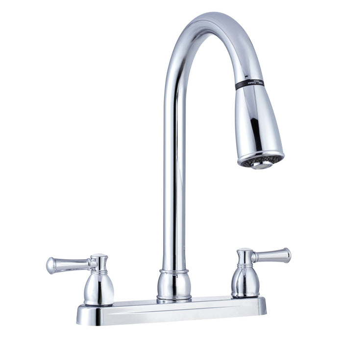 Dura Faucet DF-PK350L-CP Non-Metallic Dual Lever Pull-Down Kitchen Faucet, Chrome Polished