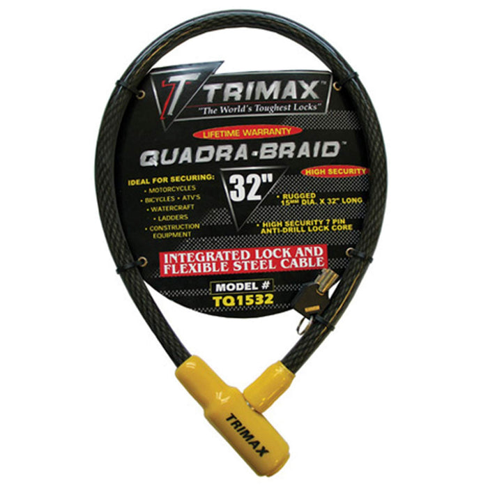 Trimax Locks TQ1532 Trimax Quadra-Braid 32" x 15mm Integrated Cable Lock