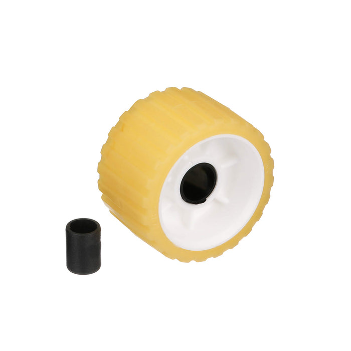 Seachoice 56540 Non-Marking TP Yellow Rubber Ribbed Roller 5" D x 3" W w/ 1-1/8", ID Hole