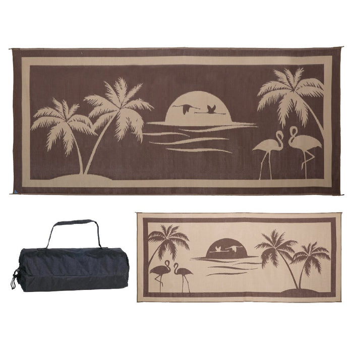 Ming's Mark TO8187 Reversible Mat, Brown/Beige, Tropical Oasis, 8' x 18'