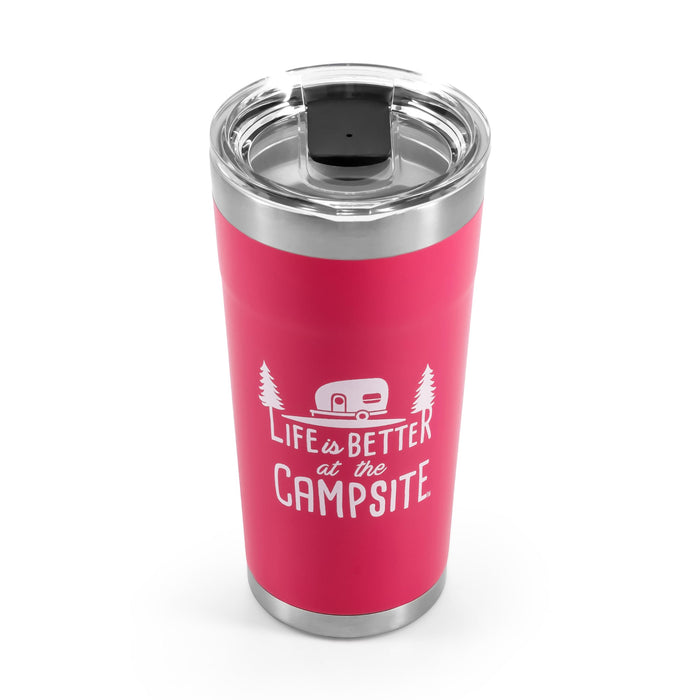 Camco 53061 Life Is Better At The Campsite Tumbler, 20 oz., Coral Pink
