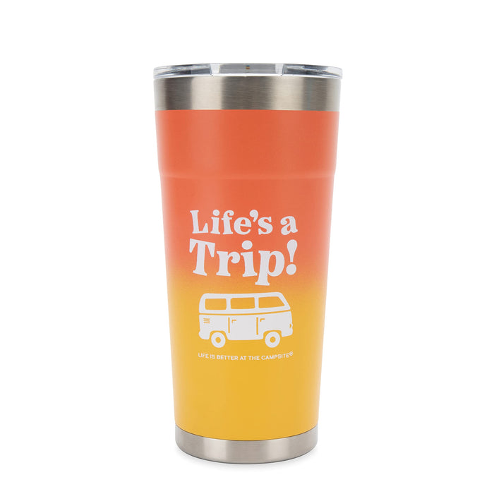 Camco 53318 Life's A Trip Tumbler, 20 oz., Orange/Yellow