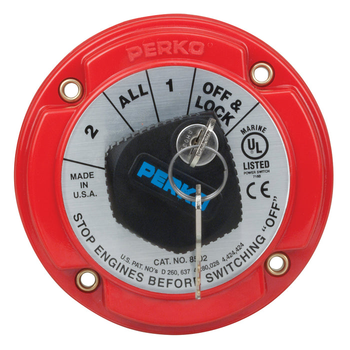 Perko 8502DP Interruptor selector de batería de servicio mediano con bloqueo de llave