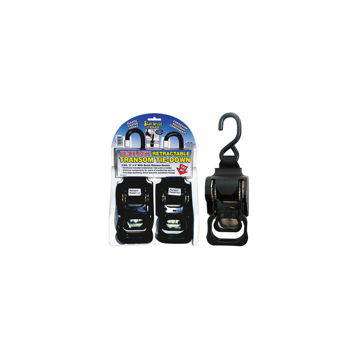 Star Brite 604283 Sta-Put 2" Heavy Duty Retractable Tie Downs (2 Per Pack)