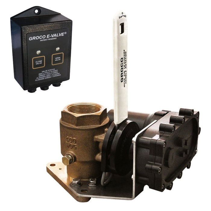 Grifo de mar eléctrico con brida de bronce GROCO de 1-1/2" - 24 V