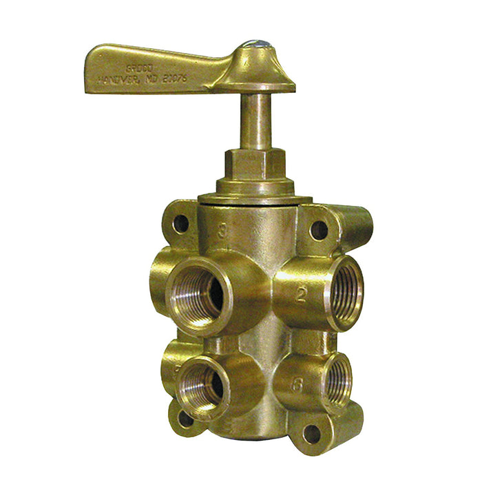 Groco 6-Port NPT Bronze Fuel Valve 1/2" Main - 3/8" Return