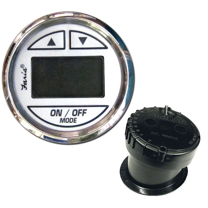 Sonda de profundidad Faria Chesapeake de acero inoxidable blanco de 2" con transductor integrado