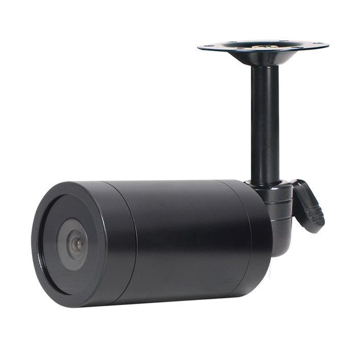 Cámara mini tipo bala Speco HD-TVI a color, resistente al agua, carcasa negra, lente de 3,6 mm y cable de 30 pies