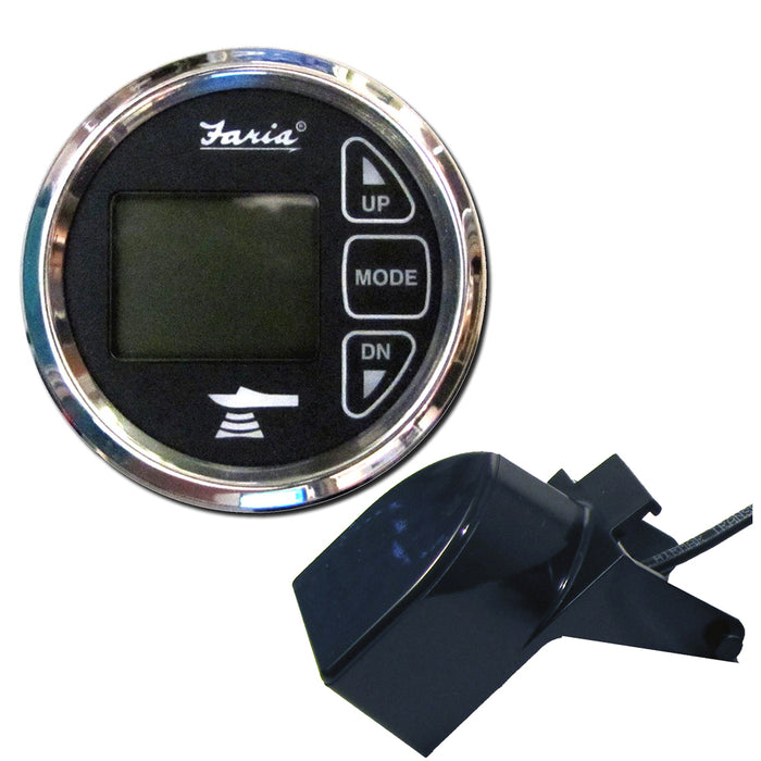 Sonda de profundidad y temperatura doble Faria Chesapeake Black de 2" con transductor de montaje en espejo de popa