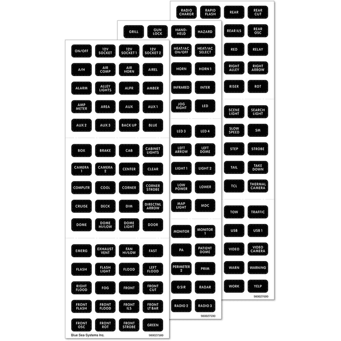 Blue Sea 7870 Black  180 DegreesLabel Set - Emergency Vehicles