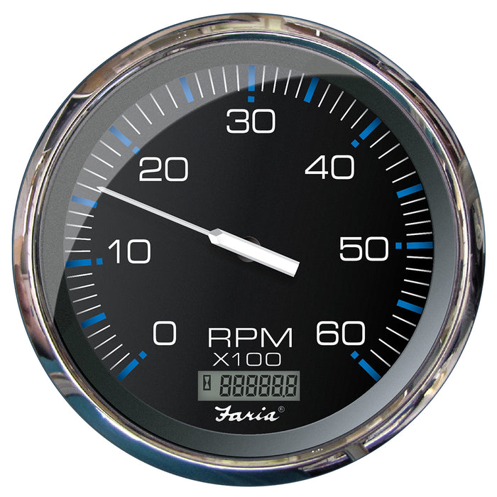 Tacómetro Faria Chesapeake negro de 5" con horómetro digital - 6000 RPM (gasolina) (interior)