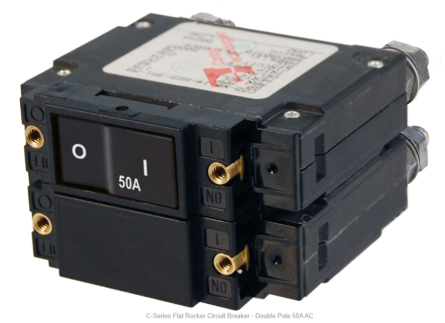 Blue Sea 7561 C-Series Flat Rocker Circuit Breaker - Double Pole 50A AC