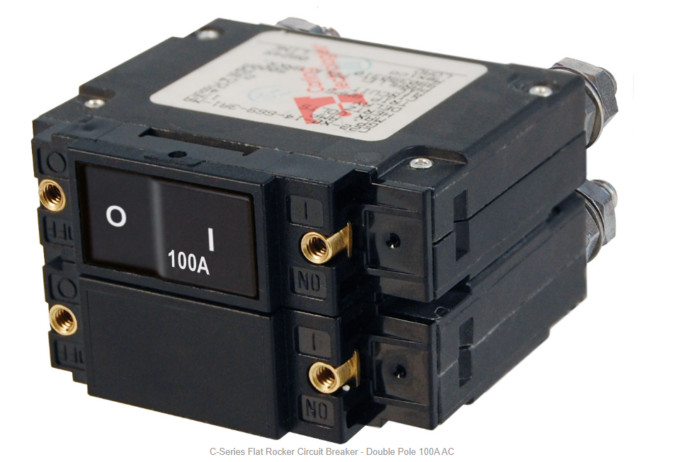 Blue Sea 7564 C-Series Flat Rocker Circuit Breaker - Double Pole 100A AC