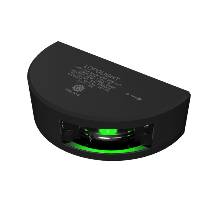 Serie Lopolight 101-001 - Luz lateral de estribor - 1 NM - Montaje vertical - Verde - Carcasa negra